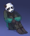 Rating: s
ID: 4564424
Date: 2024-01-29 10:39:06 -0500
Status: active
Score: 16
anthro barefoot bear black_eyes black_nose blue_background bottomwear cheek_tuft clothed clothing corzh77 drawstring drawstring_topwear facial_tuft feet fully_clothed fur giant_panda green_clothing green_topwear grey_body grey_fur half-closed_eyes head_tuft hi_res looking_aside male mammal mouth_closed multicolored_body multicolored_fur narrowed_eyes pants plantigrade sad simple_background sitting solo topwear tuft two_tone_body two_tone_fur white_body white_fur post #4564424