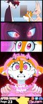 abstract_background absurd_res aggretsuko anthro artifact_the_fox big_ears black_body black_fur black_nose bodily_fluids brainwashing brown_body brown_fur canid canine clothed clothing corrupted corruption deer dialogue dominant dominant_female dominant_male door ears_down ears_up evil_face evil_grin evil_look eyebrows female female/female fennec_fox fenneko fox frown fur glistening glistening_eyes glowhorn glowing glowing_eyes grin group hair hand_on_head hand_on_shoulder hi_res holding_another holding_down horn hypnosis hypnotic_eyes imminent_sex looking_down looking_up male male/female mammal mind_alteration mind_control nervous nervous_sweat nude office orange_body orange_eyes orange_fur pink_clothing pink_eyes pink_shirt pink_topwear pivoted_ears red_body red_eyes red_fur red_hair red_nose sanrio scared scared_expression scared_face sharp_fingers shirt shuddering simple_background smile smirk spiral spiral_background spiral_eyes stuttering submissive submissive_female sweat sweatdrop topwear trio true_fox tsunoda_(aggretsuko) white_body white_fur white_hair wide_eyed worried worried_look