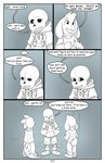 absolutedream absurd_res asriel_dreemurr base_three_layout blockage_(layout) bone border comic dialogue digital_media_(artwork) english_text five_frame_image group hi_res horizontal_blockage horizontal_staggering humanoid monochrome monster_kid sans_(undertale) skeleton staggering_(layout) text three_row_layout trio undertale undertale_(series) white_border