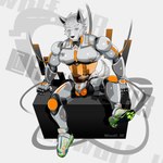 1:1 anthro canid canine canis clothing footwear hi_res hwolfhr hwolfhr_(character) machine male mammal robot shoes solo wolf