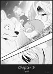 anthro canid canine canis celia_(s2-freak) clothed clothing comic english_text feral greyscale hair hair_over_eyes hi_res macro mammal monochrome s2-freak schwarzpelz text wolf