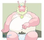 2024 absurd_res anthro belly big_belly blush bulge clothing dragon hi_res kemono m2vcjtad5hsdvla male moobs mythological_creature mythological_scalie mythology navel nipples overweight overweight_male pink_body pubes scalie simple_background solo underwear