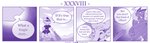 4koma ambiguous_gender anthro base_one_layout braver_(vavacung) clothing comic dialogue disaster_dragon dragon duo english_text feral four_frame_image hi_res kobold mask melee_weapon monochrome mythological_creature mythological_scalie mythology one_row_layout profanity purple_theme scalie speech_bubble tail text vavacung weapon wings