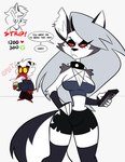 Rating: q
ID: 5586130
Date: 2025-05-20 14:05:49 -0400
Status: active
Score: 42
absurd_res anthro big_breasts black_bottomwear black_clothing black_eyeshadow black_nose black_shorts blue_clothing blue_topwear bottomwear breasts canid canid_demon canine cheek_tuft cleavage clothed clothing collar demon dialogue duo ear_piercing electronics eyelashes eyeshadow facial_tuft female grey_background grey_clothing grey_hair grey_legwear grey_thigh_highs hair hellhound helluva_boss hi_res holding_object holding_phone horn horned_humanoid humanoid imp legwear long_hair loona_(helluva_boss) makeup male mammal monamania mythological_canine mythological_creature mythology notched_ear phone piercing red_sclera shorts simple_background spiked_collar spikes strip_game tail tailed_humanoid text thick_thighs thigh_highs topwear tuft white_eyes wide_hips post #5586130
