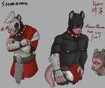 absurd_res anthro armor black_body black_fur bulge clothing demonrat detailed_bulge fur genital_outline headgear helmet hi_res male male/male mammal mouse murid murine muscular muscular_male penis_outline rat rodent skaven stormvermin underwear vermintide warhammer_(franchise)