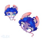 anthro blue_hair chibi fur grey_body grey_fur hair hilex looking_up male mammal meme murid murine rat rodent shocked simple_background solo