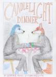 2014 anthro barefoot blue_body blue_eyes blue_fur candlelight canid canine canis clothing comic cover cover_art cover_page dinner english_text feet fox fur green_eyes hi_res jack_fox joe_wolf light male mammal rahir_(artist) red_body red_fur smile text wolf