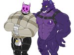 2024 4:3 abs anthro areola arkyhorny balls barazoku biceps big_balls big_muscles big_penis biped black_collar bone canid canine canis chastity_cage chastity_device collar dominant dominant_anthro dominant_male duo foreskin fur gag genitals glans half-erect harness harness_only hi_res huge_muscles huge_penis humanoid_genitalia humanoid_penis male male/male mammal metal_chastity_cage muscular muscular_anthro muscular_dom muscular_male muscular_sub nipples pecs penis purple_body purple_fur purple_nipples restraints skull skull_head smile straitjacket submissive submissive_anthro submissive_male tape tape_gag vein veiny_penis wolf yellow_eyes