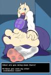 2015 3_toes anthro boss_monster_(undertale) bovid breasts caprine clothed clothing conditional_dnp digital_media_(artwork) dirty dirty_clothing dirty_socks english_text feet female foot_fetish foot_focus footwear fur hi_res humanoid_feet legwear mammal plantigrade simple_background socks soles solo text toes toriel undertale undertale_(series) white_body white_fur zp92