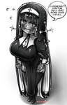 absurd_res big_breasts breasts english_text female goo_creature goo_humanoid habit heart_eyes heart_symbol hi_res humanoid looking_at_viewer monochrome morbidlycutecrunch not_furry nun solo speech_bubble text toko_(morbidlycutecrunch)