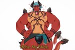 abs anothereidos_of_dragon_vein_r anthro areola atmos_(anothereidos_r) beard biped blue_hair blush body_tattoo bulge chest_gem claws clothing dragon facial_hair finger_claws gem gongzhu07 hair hi_res horn kogane_reinsheavenz male male_anthro muscular muscular_anthro muscular_male mythological_creature mythological_scalie mythology navel nipples pecs red_body red_scales scales scalie sideburns solo tail tail_motion tailwag thong underwear