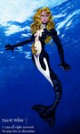 1999 anthro blonde_hair breasts cetacean copyright_notice david_white dolphin english_text female hair hi_res human hybrid mammal marine oceanic_dolphin orca sea signature solo tail text toothed_whale water web_(disambiguation)