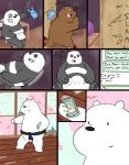 awkward_boner bear bed black_body black_fur blush brown_body brown_fur cartoon_network comic computer dating_profile dialogue drawing duo electronics embarrassed end_table excited felid feline food fur furniture giant_panda graft_(artist) grizzly_(character) hi_res ice_bear internet male mammal panda_(character) pantherine pillow roller_skates smile tiger vase we_bare_bears white_body white_fur