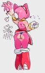 accessory amy_rose anthro blush boots bracelet butt clothed clothing clothing_lift dress dress_lift eulipotyphlan female footwear gloves hair_accessory hairband handwear hedgehog jewelry jublee legwear mammal panties pink_body sega shoes solo sonic_the_hedgehog_(series) spikes tan_body tan_skin thigh_boots thigh_highs underwear