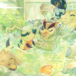 1:1 absurd_res agumon agumon_(survive) anthro bandai_namco bath bathing bathing_together beak brown_body brown_feathers brown_fur bucket container digimon digimon_(species) digimon_survive dracmon dracmon_(survive) falcomon falcomon_(survive) feathers feral fur group hi_res hot_spring kunemon kunemon_(survive) lopmon lopmon_(survive) male prank segmented_body water yellow_body zeroarmsgrani