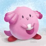 1:1 2017 ambiguous_gender chansey digital_media_(artwork) digital_painting_(artwork) generation_1_pokemon nintendo pokemon pokemon_(species) smile solo tsaoshin