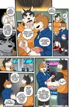 anthro canid canine canis clothed clothing comic dialogue domestic_cat domestic_dog duo english_text felid feline felis horror_movie luwei_(artist) male male/male mammal movie_poster movie_theater muscular muscular_male scared sleeveless_hoodie sumiya text ticket url yuta