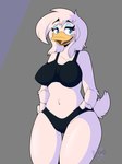 anatid anseriform anthro ashleigh_(potato565) avian beak bird bra breasts clothed clothing duck eyeliner female hi_res makeup maynara medium_breasts panties solo underwear white_body