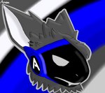 an0m an0mus fur grey_body grey_fur headshot_portrait machine outline portrait protogen protogen_visor simple_background solo tired tired_eyes