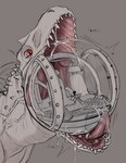 bodily_fluids dinosaur drooling feral gyrosphere hi_res indominus_rex jurassic_park jurassic_world mouth_shot nummynumz open_mouth prehistoric_species red_eyes reptile saliva scalie sharp_teeth sketch solo teeth theropod tongue tongue_out universal_studios