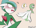 2022 artist_name blush digital_drawing_(artwork) digital_media_(artwork) duo embarrassed female gallade gardevoir generation_3_pokemon generation_4_pokemon grace_(sketchygarden) green_body humanoid male musical_note musical_symbol nintendo noble_(sketchygarden) pokemon pokemon_(species) signature sketchygarden smile speech_bubble symbol white_body