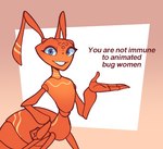 2023 ant antennae_(anatomy) anthro arthropod blue_eyes conditional_dnp english_text eyelashes hova hymenopteran insect legendary_pictures markings meme orange_antennae orange_body smile smiling_at_viewer solo tan_antennae tan_body text the_ant_bully welwraith you_are_not_immune_to_propaganda