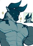 2024 2_horns abs anthro barazoku biceps big_muscles biped blue_eyes countershade_scales countershading curved_horn dragon european_mythology green_body green_scales hi_res horn male mixterart muscular muscular_anthro muscular_male mythological_creature mythological_scalie mythology pecs scales scalie solo western_dragon white_body white_countershading white_scales