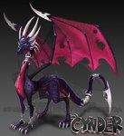 2009 activision aged_up cynder dragon female feral hi_res horn jewelry large_female large_wings multi_horn mythological_creature mythological_scalie mythology necklace scalie shalonesk solo spyro_the_dragon tail text title wings