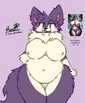 ai_generated_reference anthro blush breasts canid canine canis female fur genitals haxotf hi_res looking_at_viewer mammal nipples nude pussy simple_artstyle simple_background slightly_chubby solo tail thick_thighs wolf