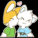 1:1 alpha_channel anthro bandage bandage_on_face clothed clothing duo eyes_closed green_clothing green_shirt green_topwear kissing lagomorph leporid male mammal oob oob_(character) rabbit shirt simple_background smile topwear transparent_background ych_(character) young young_anthro young_male