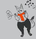 Rating: s
ID: 5334591
Date: 2025-01-27 16:34:18 -0500
Status: active
Score: 1
absurd_res anthro black_bottomwear black_clothing black_eyelids black_nose black_pants bottomwear caliwampus canid canine cheek_tuft circle_eyebrows claw_fingers claws clothed clothing dialogue digital_media_(artwork) dipstick_tail disembodied_eyes english_text eyebrows eyelashes facial_tuft fangs feet fluffy fluffy_tail fox full-length_portrait fur glistening_eyelids grey_background grey_paws grey_tail_tip hair half-closed_eyes hands_up head_tuft hi_res hindpaw looking_at_viewer male mammal markings mole_(marking) narrowed_eyes neutral_expression open_mouth pants pawpads paws pointy_ears portrait red_scarf scarf simple_background sketch solo speech_bubble spot_color sweater tail tail_markings teeth text topwear tuft wide_hips post #5334591