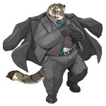 1:1 2024 5_fingers anthro belt biped bottomwear chan_kiti_chan clothed clothing countershade_face countershade_fur countershade_tail countershading eyebrows facial_scar felid fingers footwear fur gloves handwear hi_res kemono male mammal necktie pantherine pants scar shoes solo tail tiger