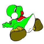 1:1 anus clothing colored cotora dinosaur female feral footwear genitals green_yoshi mario_bros nintendo prehistoric_species pussy reptile scalie shoes simple_background solo tail tail_anus tailbutt thick_tail white_background yoshi