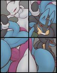 2019 absurd_res anal anal_penetration anthro anthro_on_anthro anus balls balls_touching black_body black_fur blue_balls blue_body blue_fur blush butt comic duo erection from_behind_position fur generation_1_pokemon generation_4_pokemon genital_focus genitals hi_res kuroodod legendary_pokemon leo_(kuroodod) locks_grab looking_back lucario male male/male male_penetrated male_penetrating male_penetrating_male mewtwo nintendo nude penetration penis pokemon pokemon_(species) purple_balls purple_body purple_eyes purple_penis red_eyes rough_sex sex white_body yellow_body yellow_fur