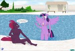 anthro bikini breasts clothing duo equid equine fab3716 female french_text friendship_is_magic genitals hasbro hi_res horn mammal my_little_pony my_little_pony:_the_movie_(2017) mythological_creature mythological_equine mythology nude pussy swimming_pool swimwear tempest_shadow_(mlp) text twilight_sparkle_(mlp) two-piece_swimsuit unicorn winged_unicorn wings