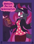 absurd_res anthro avian bird book bookshelf clothed clothing comic feathers female furniture headgear headwear helluva_boss hi_res magic magic_user nokamiwd octavia_(helluva_boss) owl owl_demon simple_background solo spell spellbook