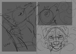 anthro canid canine canis domestic_dog eyes_closed eyewear glasses greyscale male mammal monochrome puppy_meats smile smoking solo