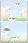 aman_(weibo) border bovid caprine cloud colored comic dialogue duo english_text feral field fluffy hi_res mammal question_mark sheep speech_bubble text white_border