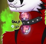 2022 anthro bodily_fluids canid canine collar digital_media_(artwork) fox hi_res internal ira_(ira_the_carnivore) ira_the_carnivore male male_pred mammal nintendo object_in_throat object_ingestion occult_symbol oral_vore pentacle pokeball pokemon saliva sketch solo spiked_collar spikes spot_color swallowing swallowing_pokeball symbol vore