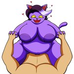 1:1 anthro anthro_penetrated areola belly big_areola big_breasts black_eyes breasts catty_(undertale) claws cowgirl_position duo ear_piercing ear_ring fangs fans felid feline felis female female_on_human female_on_top female_penetrated finger_claws first_person_view from_front_position fur hand_holding happy happy_sex heart_symbol huge_breasts human human_on_anthro human_penetrating human_penetrating_anthro human_penetrating_female human_pov interspecies male male/female male_on_anthro male_penetrating male_penetrating_anthro male_penetrating_female male_pov mammal on_bottom on_top open_mouth open_smile overweight overweight_anthro overweight_female penetrating_pov penetration penile penile_penetration penis_in_pussy piercing purple_body purple_fur ring_piercing sex smile teeth undertale undertale_(series) vaginal vaginal_penetration yellow_sclera zuggly