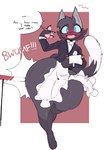 anthro black_body black_fur blush comet_(wolfywave) felid feline felis fur hi_res male mammal onomatopoeia solo sound_effects text thick_thighs uromatsu waiter wide_hips