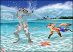 2020 ambient_sealife ambient_starfish anthro beach black_bars black_nose breasts canid canine clothed clothing day detailed_background digital_media_(artwork) dipstick_ears dipstick_tail disney duo ear_markings female fish fox fur genitals gloves_(marking) grey_body grey_fur judy_hopps lagomorph leg_markings leporid letterbox link6432 male mammal marine markings multicolored_ears navel nick_wilde nipples nude orange_body orange_fur outdoor_nudity outside pink_nose purple_eyes pussy rabbit red_fox scut_tail sea seaside short_tail skinny_dipping socks_(marking) swimming tail tail_markings topless true_fox water waterline_view zootopia