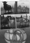 2020 animal_genitalia animal_pussy animal_tail anthro anus balls big_butt black_and_white bodily_fluids border bovid bovine bovine_genitalia bovine_pussy butt cattle close-up comic dark_body dark_fur duo ear_piercing ear_tag english_text farm female fence fur genital_fluids genitals grass greyscale hair hooves horn human in_heat male male/female mammal marmalademum monochrome narration piercing plant presenting presenting_hindquarters puffy_anus pussy raised_tail rear_view signature skindentation snout tail tail_anus teats text thick_thighs udders url vaginal_fluids white_border