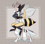 2022 antennae_(anatomy) anthro arthropod arthropod_abdomen bee black_body black_ears blue_body chromatic_aberration duo hi_res hornedpup hymenopteran insect insect_wings machine multicolored_body protogen white_body wings yellow_body