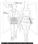 2024 anon_(snoot_game) anthro bald bedroom_eyes book brachiosaurid brachiosaurus breasts cavemanon_studios cleavage clothed clothing dialogue dinosaur dress duo english_text eyelashes female footwear hair hallway hi_res human i_wani_hug_that_gator inside jacket leggings legwear liz_farlane long_neck long_tail male mammal monochrome narrowed_eyes prehistoric_species ratherdevious_(artist) reptile sauropod sauropodomorph scalie seductive shoes short_hair smile sneakers snoot_game snout tail tail_motion tailwag text topwear torn_clothing torn_leggings torn_legwear walking whispering