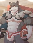 Rating: q
ID: 4696788
Date: 2024-04-03 01:28:51 -0400
Status: active
Score: 61
3:4 abs acephlosion anthro biceps big_bulge blue_eyes bodily_fluids broad_shoulders bulge canid canine canis clothing drawstring football_gear football_helmet football_player hi_res himbo holding_object jock jockstrap jockstrap_bulge kyash-tyur locker_room looking_at_viewer male mammal muscular muscular_male nipples pecs solo sports_pads sportswear sweat thick_arms thick_neck thick_thighs underwear wolf post #4696788
