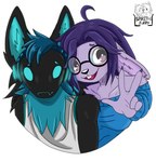 anthro black_body black_fur black_nose brother_(lore) brother_and_sister_(lore) clothing duo eyewear female fur glasses hair half-length_portrait haru_bunnie hi_res lagomorph leporid machine male mammal portrait protogen purple_body purple_eyes purple_hair rabbit sibling_(lore) sister_(lore) spike_the_furry