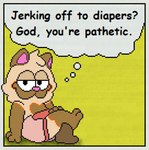 alone_on_a_friday_night_(meme) ambiguous_gender anthro breaking_the_fourth_wall bullying clean_diaper clothed clothing comic_panel crossed_legs dialogue diaper digital_media_(artwork) domestic_cat felid feline felis garfield_(series) half-closed_eyes hand_on_knee hand_on_leg harley_(harleyfunnycat) harleyfunnycat hi_res hypocrite judgement judging kink_shaming looking_at_viewer mammal microsoft_paint_(artwork) narrowed_eyes pixel_(artwork) shadow sitting smile smirk solo speech_bubble text thought_bubble wearing_diaper