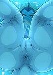 absurd_res anthro anthrofied anus ashraely big_anus blue_body blue_skin breasts butt butt_focus canid digital_media_(artwork) eeveelution female generation_1_pokemon genitals hi_res holding_both_legs humanoid_genitalia humanoid_pussy looking_at_viewer looking_down low-angle_view mammal nintendo nude nude_anthro nude_female plump_labia pokemon pokemon_(species) pokemorph pussy shaded skinny_dipping smile solo vaporeon