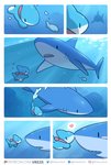 ambiguous_gender blue_body blush blush_stickers boop collar duo feral fish heart_symbol hybrid larger_ambiguous marine nose_boop open_mouth shark shark_puppy size_difference smaller_ambiguous swimming underwater vress_(artist) vress_(character) water